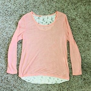 Faded Glory Light Pink Long Sleeve w/ Lace Detail